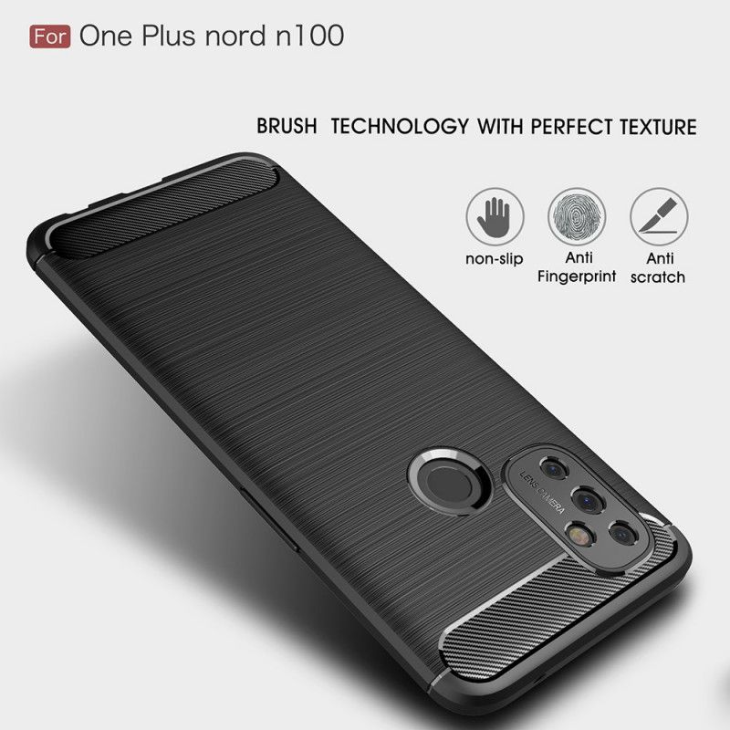 Kuori OnePlus Nord N100 Punainen Musta Harjattu Hiilikuitu Suojakuori