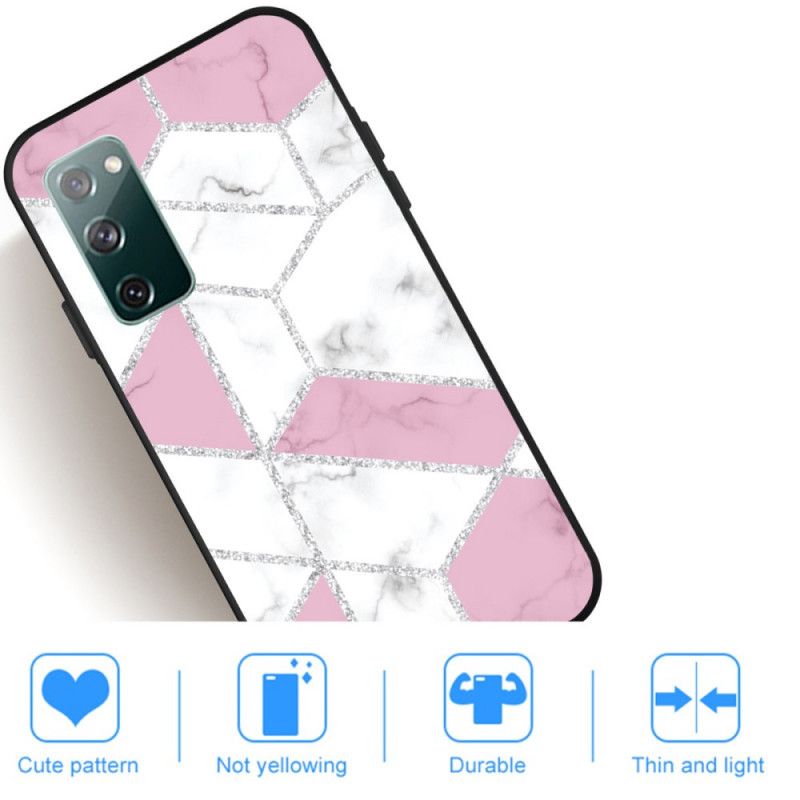Case Kuoret Samsung Galaxy S20 FE Vaaleanpunainen Valkoinen Puhelinkuoret Marmorinen Kimallus