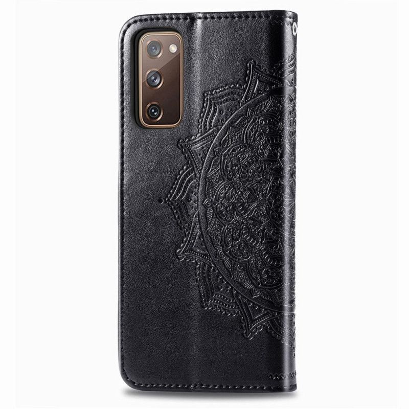 Flip Case Samsung Galaxy S20 FE Harmaa Musta Keski-Ikäinen Mandala