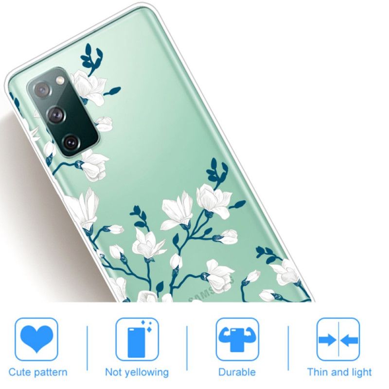 Kuori Samsung Galaxy S20 FE Valkoisia Kukkia