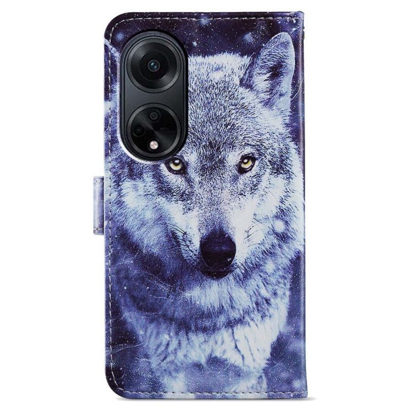 Kotelot Oppo A98 5g Valkoinen Susi Hihnalla