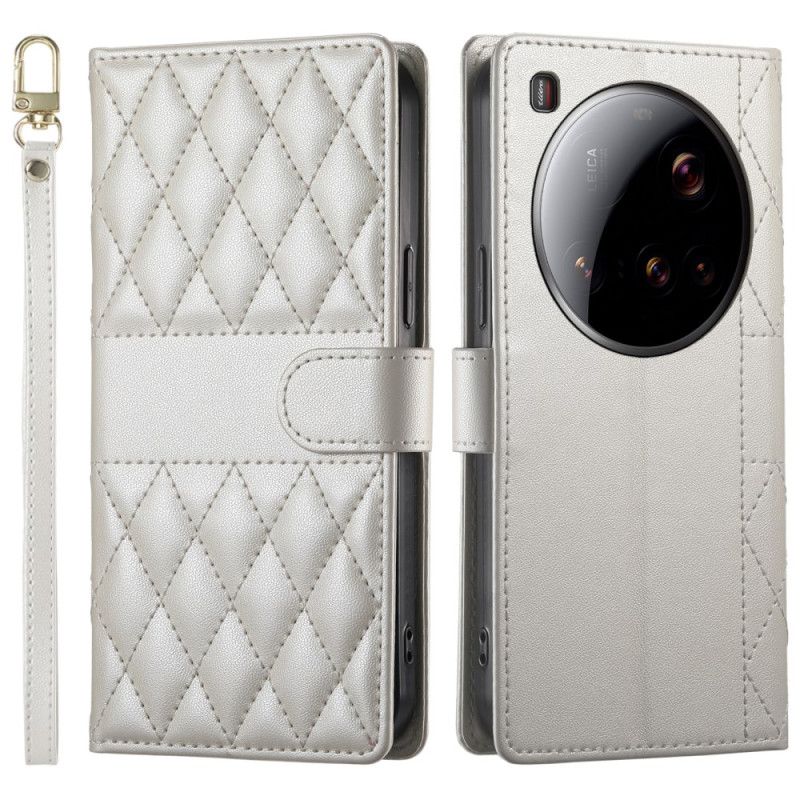 Nahkakotelo Xiaomi 15 Ultra Tikattu Hihna Ja Olkahihna