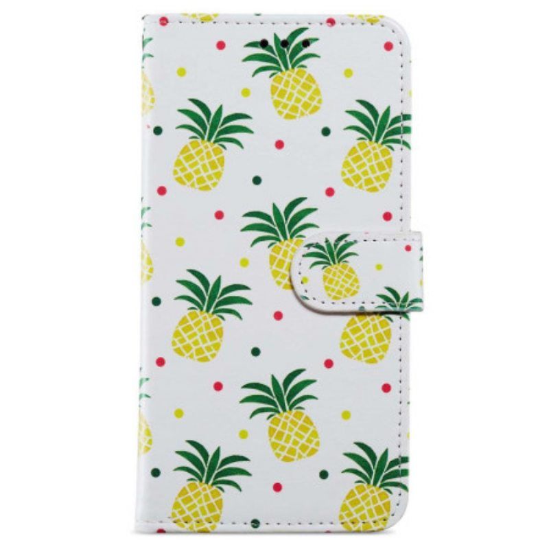 Flip Case iPhone 15 Suojaketju Kuori Ananas Hihnalla