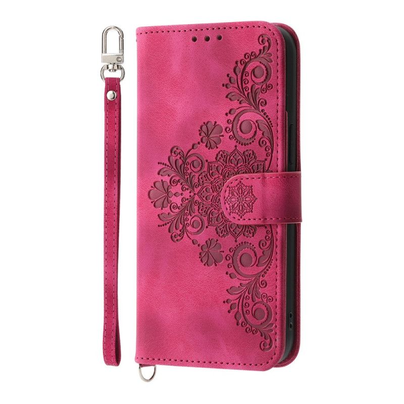 Kotelot Realme 14 Pro Plus 5g Pitsimokkanahkaefekti Hihnalla Ja Olkahihnalla Suojakuori