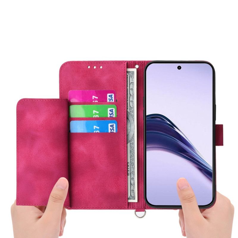 Kotelot Realme 14 Pro Plus 5g Pitsimokkanahkaefekti Hihnalla Ja Olkahihnalla Suojakuori