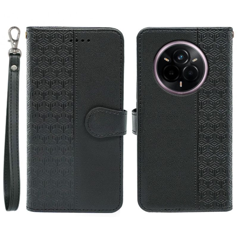 Nahkakotelo Realme 14 Pro Plus 5g Kuutiokuvioinen Ranneke