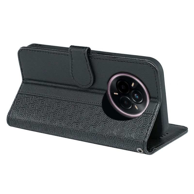 Nahkakotelo Realme 14 Pro Plus 5g Kuutiokuvioinen Ranneke