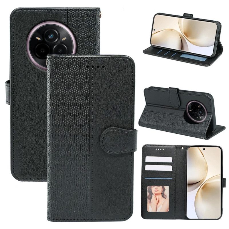 Nahkakotelo Realme 14 Pro Plus 5g Kuutiokuvioinen Ranneke