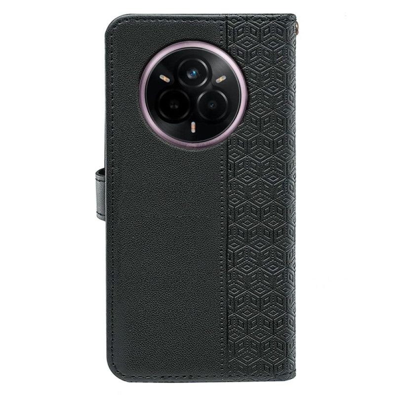 Nahkakotelo Realme 14 Pro Plus 5g Kuutiokuvioinen Ranneke