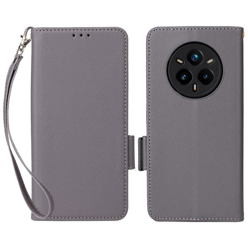 Nahkakotelo Realme 14 Pro Plus 5g Litsikuvioinen Tekonahka Hihnalla