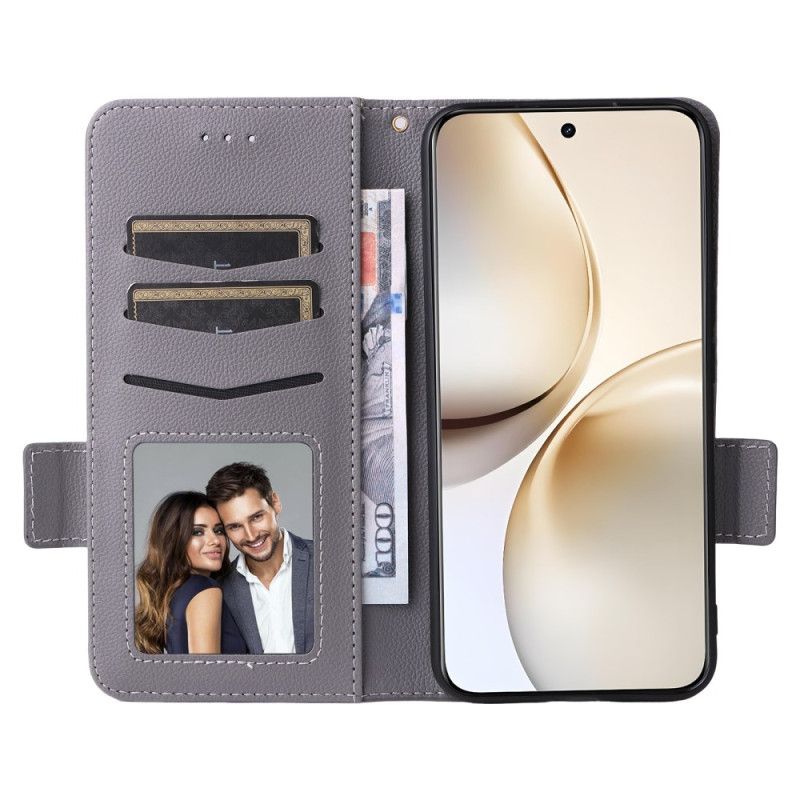 Nahkakotelo Realme 14 Pro Plus 5g Litsikuvioinen Tekonahka Hihnalla