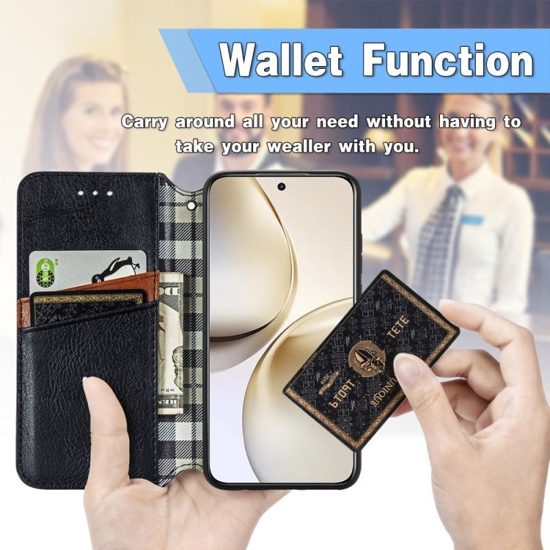 Nahkakotelo Realme 14 Pro Plus 5g Vintage-mokkanahkaefekti