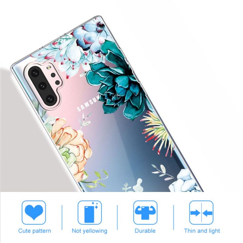Kuori Samsung Galaxy Note 10 Plus Läpinäkyvät Vesiväri Kukat Suojakuori