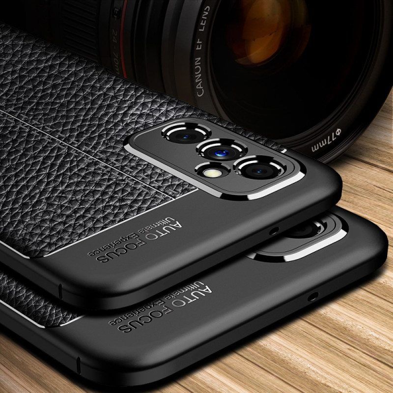 Case Samsung Galaxy M52 5G Kaksilinjainen Litsi-nahkaefekti