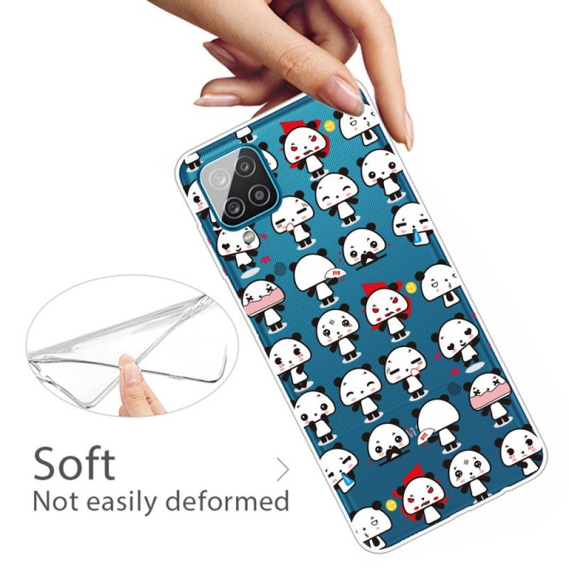 Case Kuoret Samsung Galaxy A12 Puhelinkuoret Läpinäkyvät Hauskat Pandat