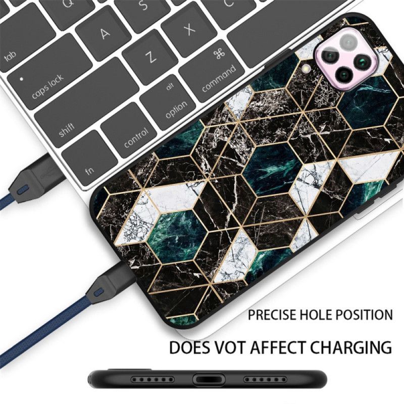 Case Kuoret Samsung Galaxy A12 Valkoinen Musta Puhelinkuoretolorous Geometria Marmori