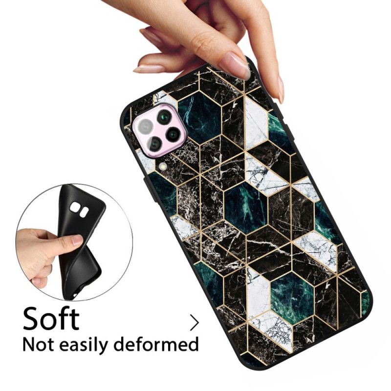 Case Kuoret Samsung Galaxy A12 Valkoinen Musta Puhelinkuoretolorous Geometria Marmori