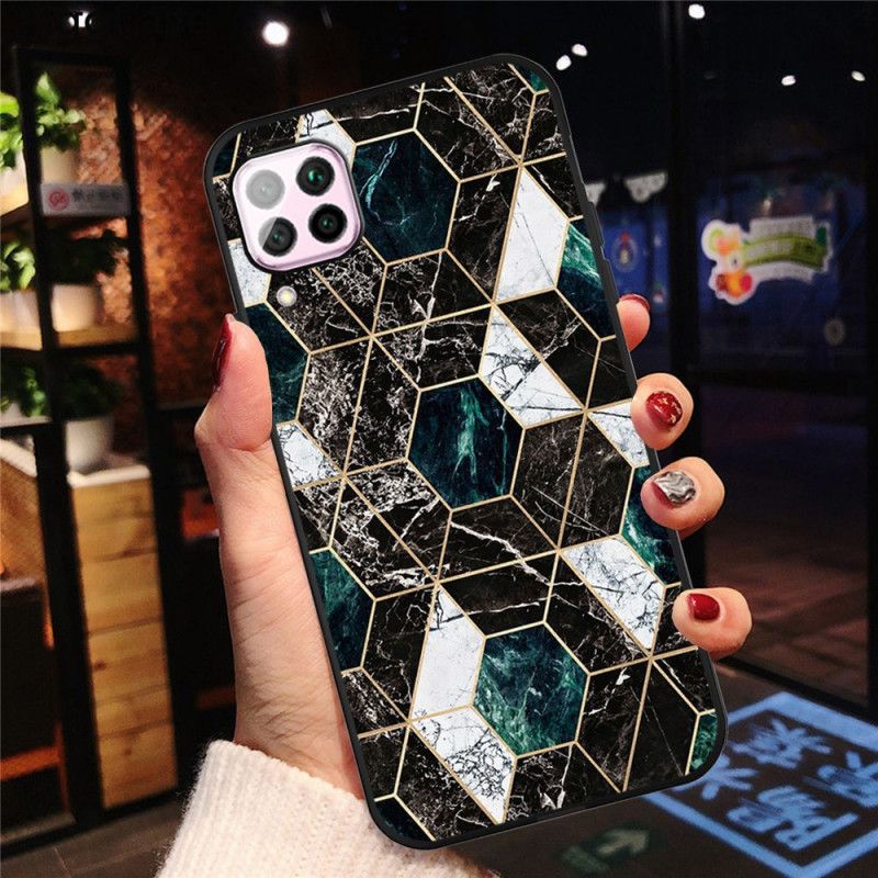 Case Kuoret Samsung Galaxy A12 Valkoinen Musta Puhelinkuoretolorous Geometria Marmori