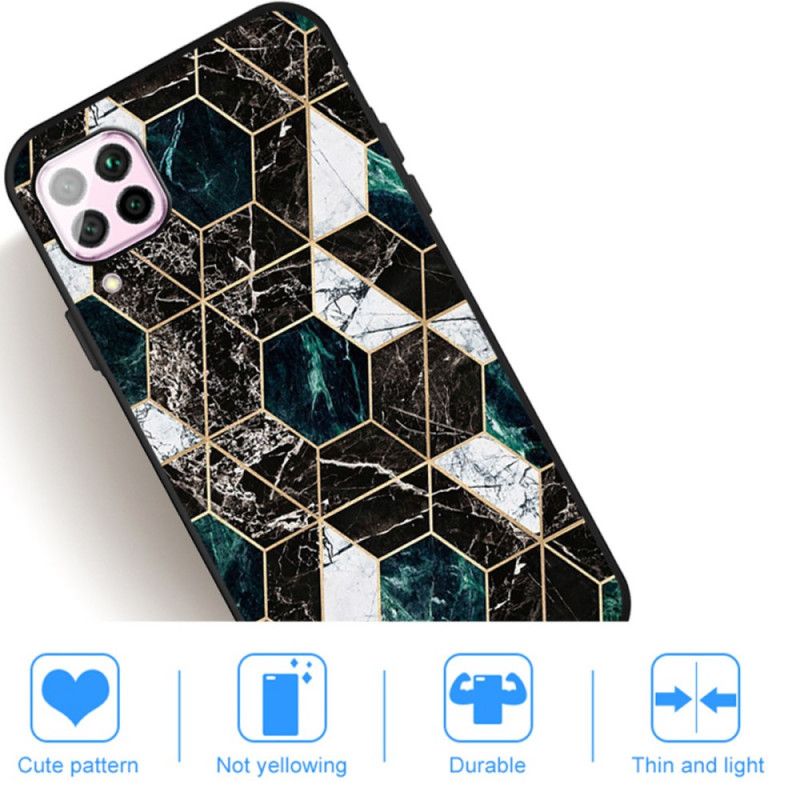 Case Kuoret Samsung Galaxy A12 Valkoinen Musta Puhelinkuoretolorous Geometria Marmori