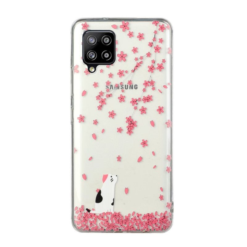 Kuori Samsung Galaxy A12 Terälehdet Ja Kissa
