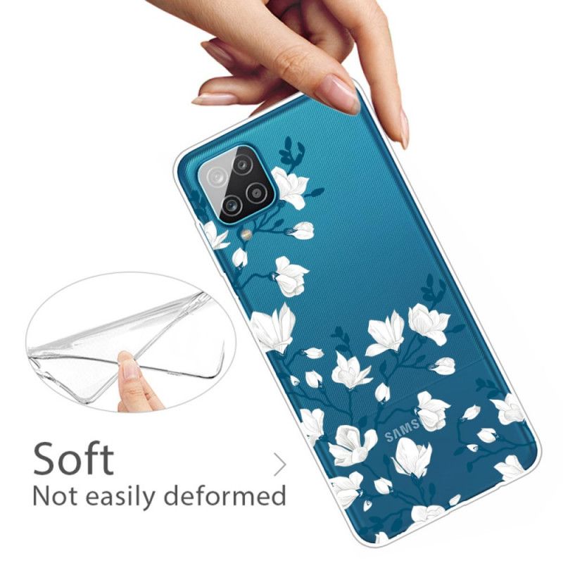 Kuori Samsung Galaxy A12 Valkoiset Kukat