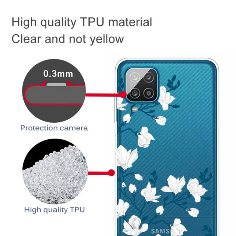 Kuori Samsung Galaxy A12 Valkoiset Kukat