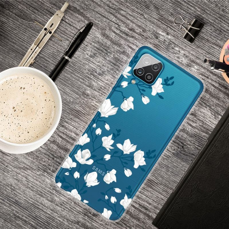 Kuori Samsung Galaxy A12 Valkoiset Kukat