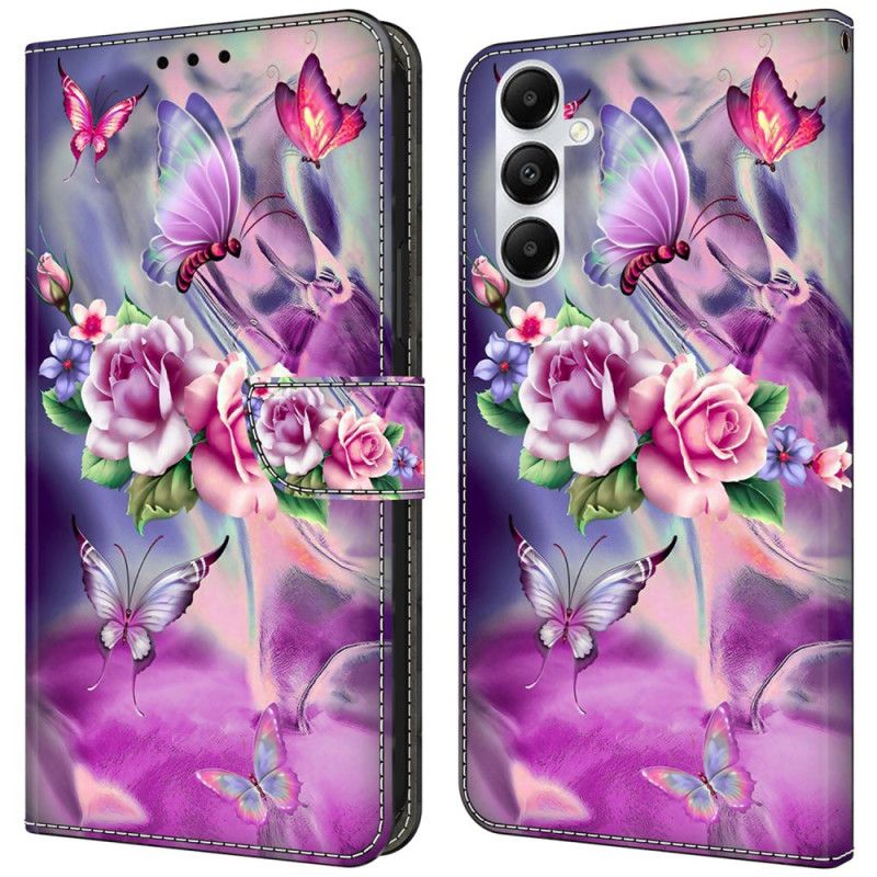 Kotelot Samsung Galaxy A55 5g Purppuraisia Perhosia Ja Kukkia Suojakuori