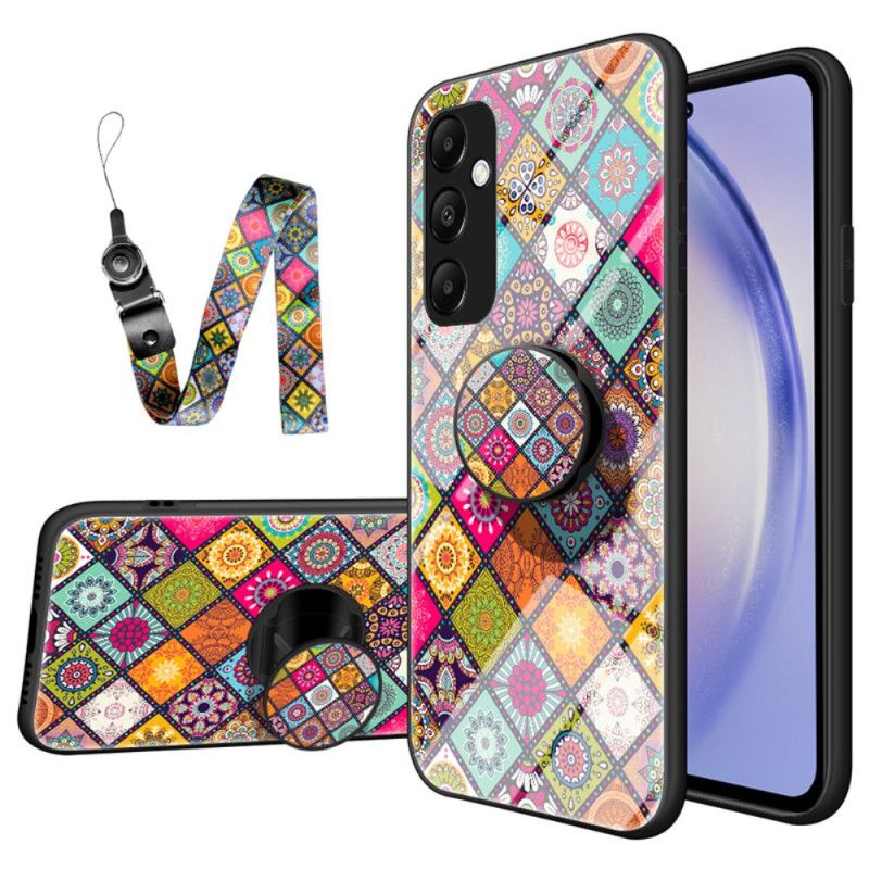 Kuori Samsung Galaxy A55 5g Tuki- Ja Patchwork-hihnalla Suojakuori