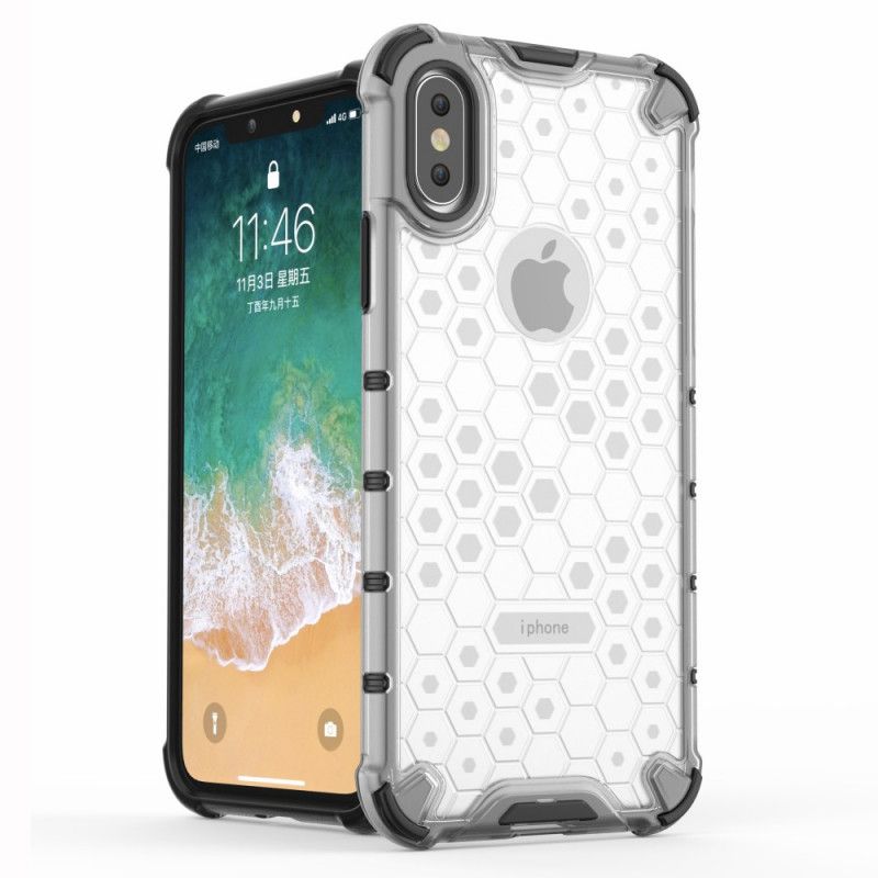 Kuori iPhone XS Valkoinen Musta Hunajakennotyyli