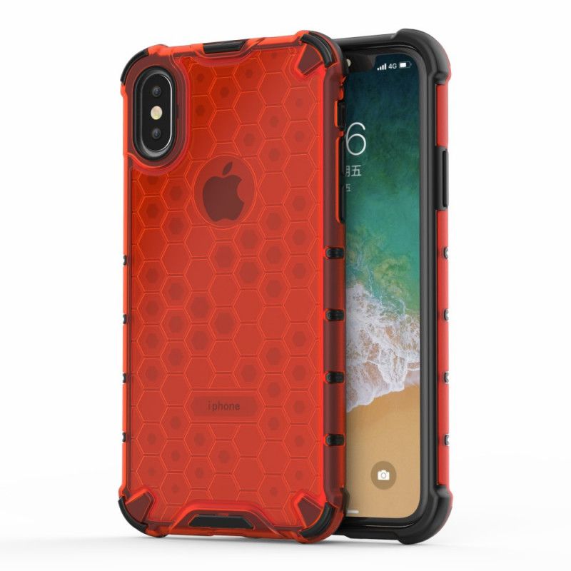 Kuori iPhone XS Valkoinen Musta Hunajakennotyyli