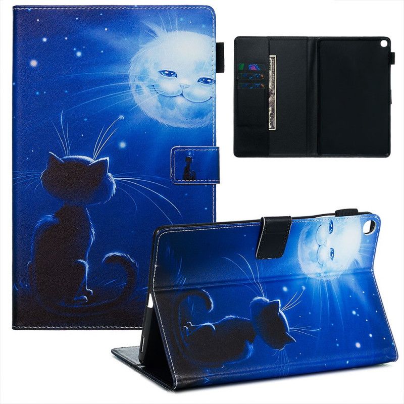 Nahkakotelo Samsung Galaxy Tab A 10.1 (2019) Puhelinkuoret Kissa Kuutamossa