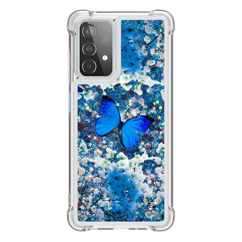 Kuori Samsung Galaxy A52 4G / A52 5G Siniset Kimaltelevat Perhoset