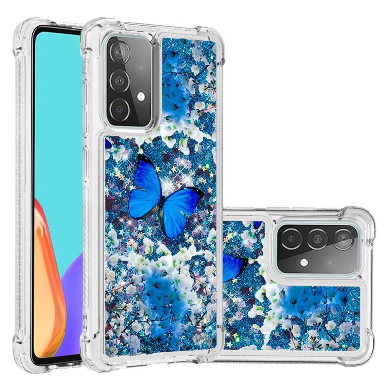 Kuori Samsung Galaxy A52 4G / A52 5G Siniset Kimaltelevat Perhoset