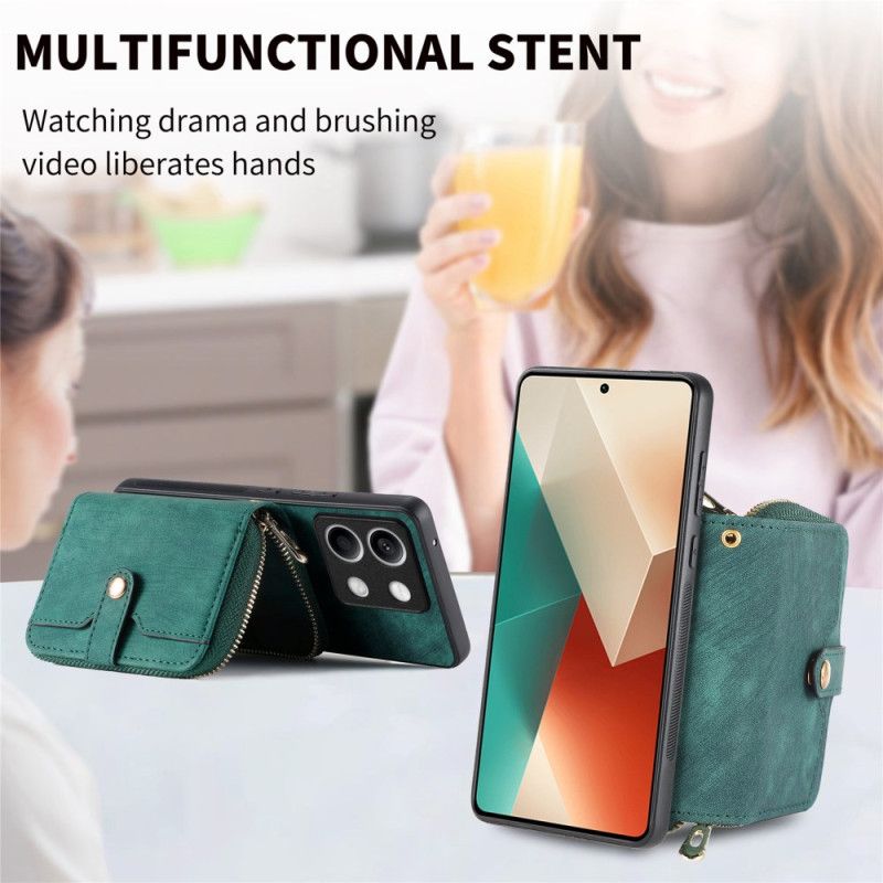 Kuori Xiaomi Redmi Note 13 5g Retro Vetoketjullisella Taskulla Ja Hihnalla Suojakuori