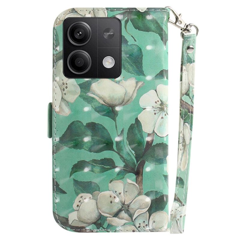 Nahkakotelo Xiaomi Redmi Note 13 5g Akvarellikukkia Hihnalla