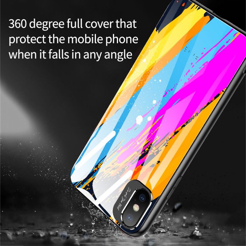 Case Kuoret iPhone XS Max Keltainen Magenta Puhelinkuoret Taiteellinen Karkaistu Lasi