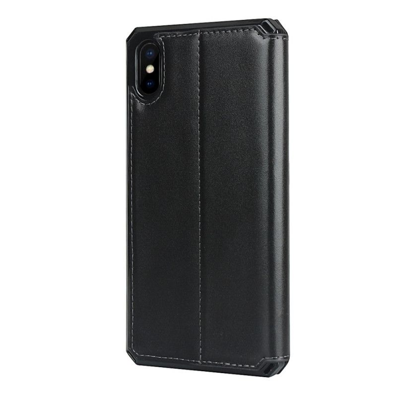 Flip Kotelot iPhone XS Max Punainen Musta Aitoa Nahkaa Oleva Hihna