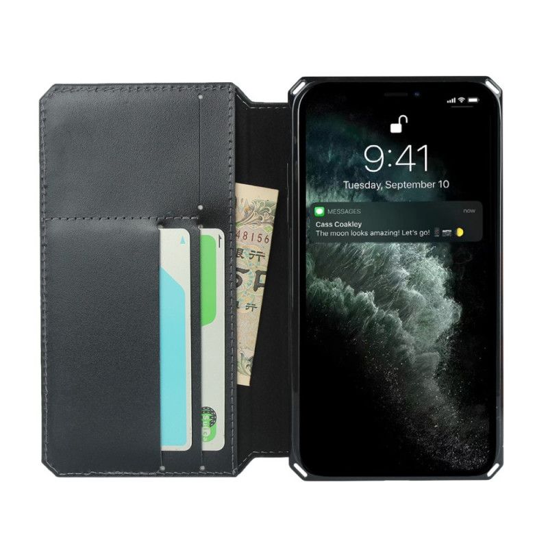 Flip Kotelot iPhone XS Max Punainen Musta Aitoa Nahkaa Oleva Hihna
