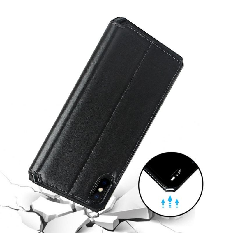 Flip Kotelot iPhone XS Max Punainen Musta Aitoa Nahkaa Oleva Hihna