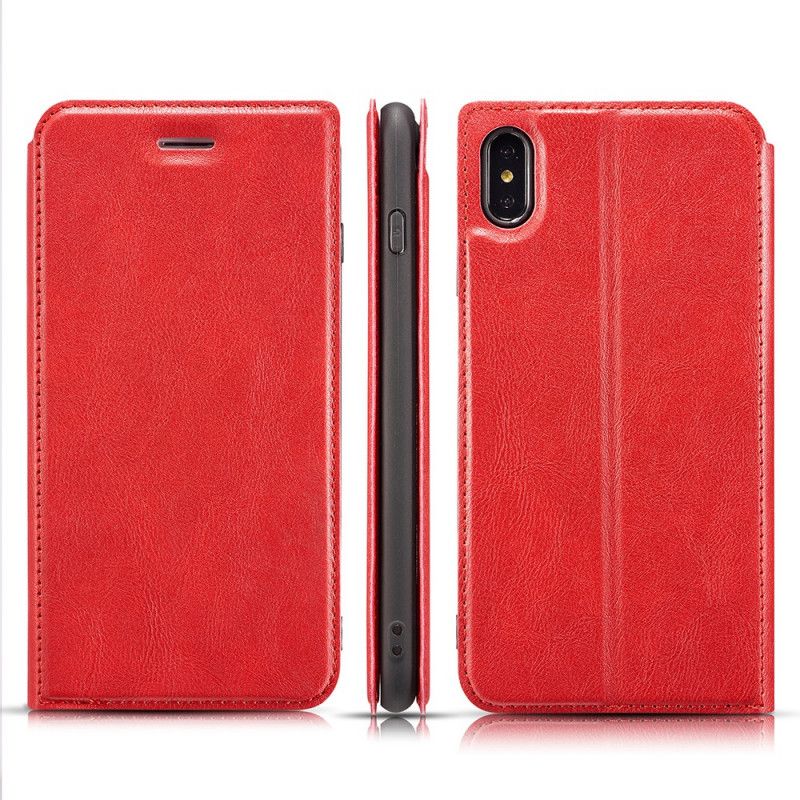 Flip Kotelot iPhone XS Max Punainen Musta Erittäin Hieno