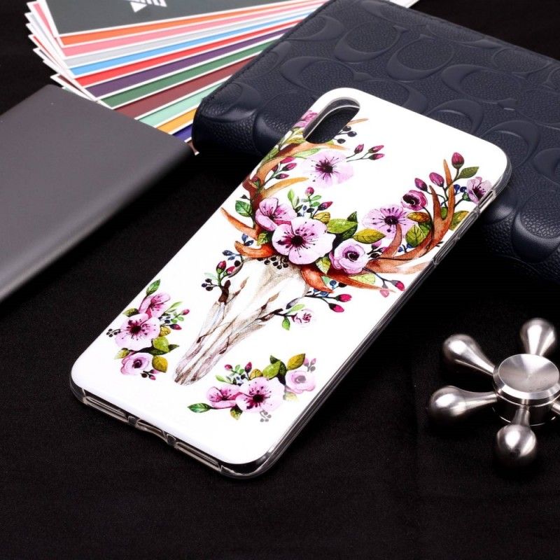 Kuori iPhone XS Max Fluoresoiva Kukkiva Hirvi