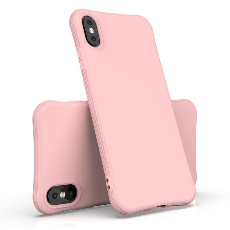 Kuori iPhone XS Max Keltainen Vaaleanpunainen Taipuisa Matta Silikoni Suojakuori