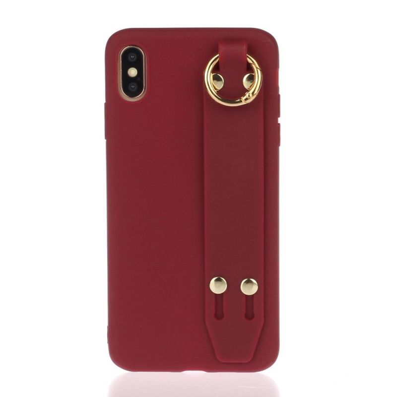 Kuori iPhone XS Max Punainen Harmaa Silikoni Tukihihnalla Suojakuori