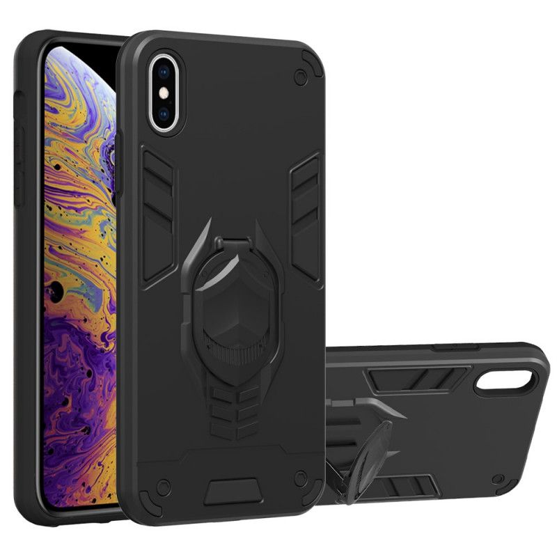 Kuori iPhone XS Max Punainen Musta Irrotettava Panssari Renkaanpidikkeellä