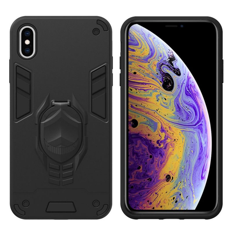 Kuori iPhone XS Max Punainen Musta Irrotettava Panssari Renkaanpidikkeellä