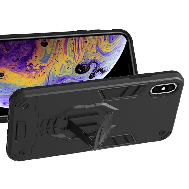 Kuori iPhone XS Max Punainen Musta Irrotettava Panssari Renkaanpidikkeellä