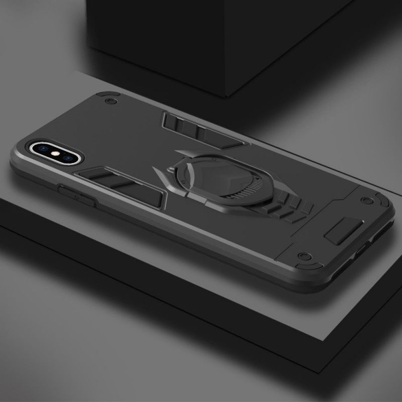 Kuori iPhone XS Max Punainen Musta Irrotettava Panssari Renkaanpidikkeellä