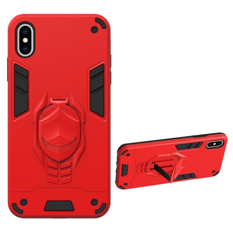 Kuori iPhone XS Max Punainen Musta Irrotettava Panssari Renkaanpidikkeellä