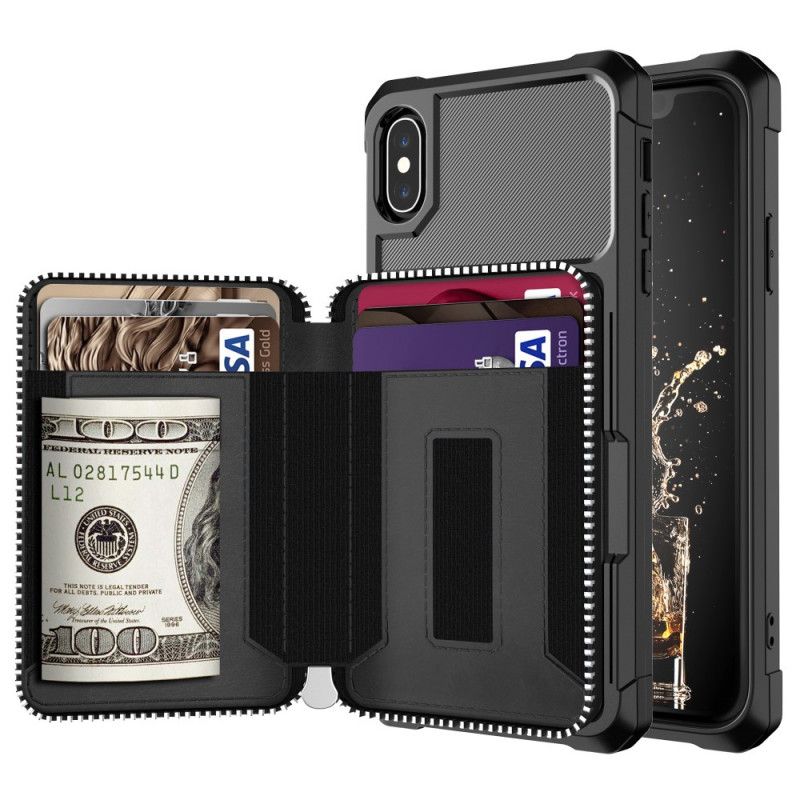 Kuori iPhone XS Max Punainen Musta Monitoiminen Salkku